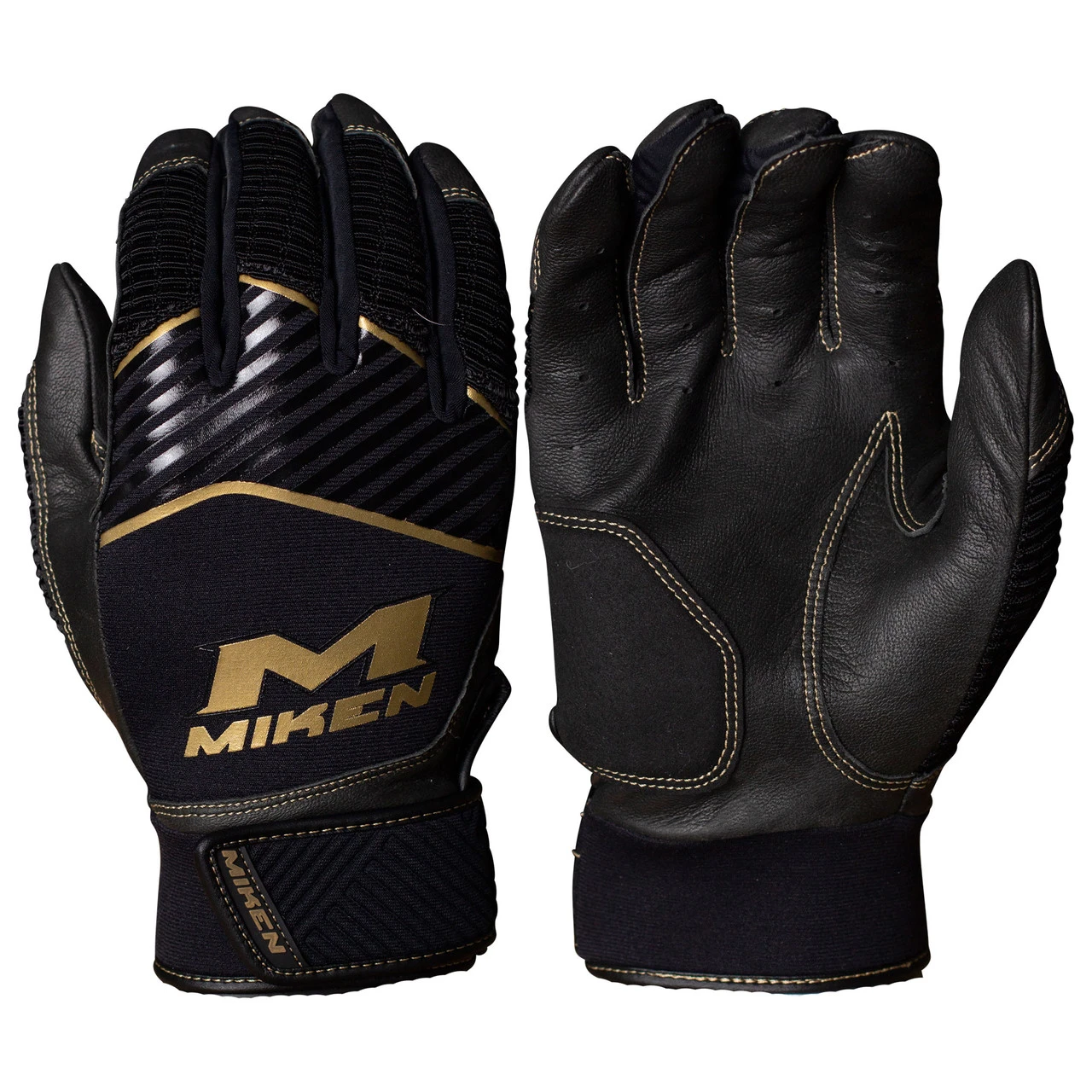 Miken Gold MBGGLD Baseball/Softball Batting Gloves 3 Miken Gold MBGGLD Baseball/Softball Batting Gloves